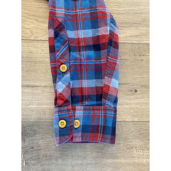 Duluth Trading Co Button Down Flannel Shirt Mens L Blue Plaid Cotton Long Sleeve - Picture 7 of 9